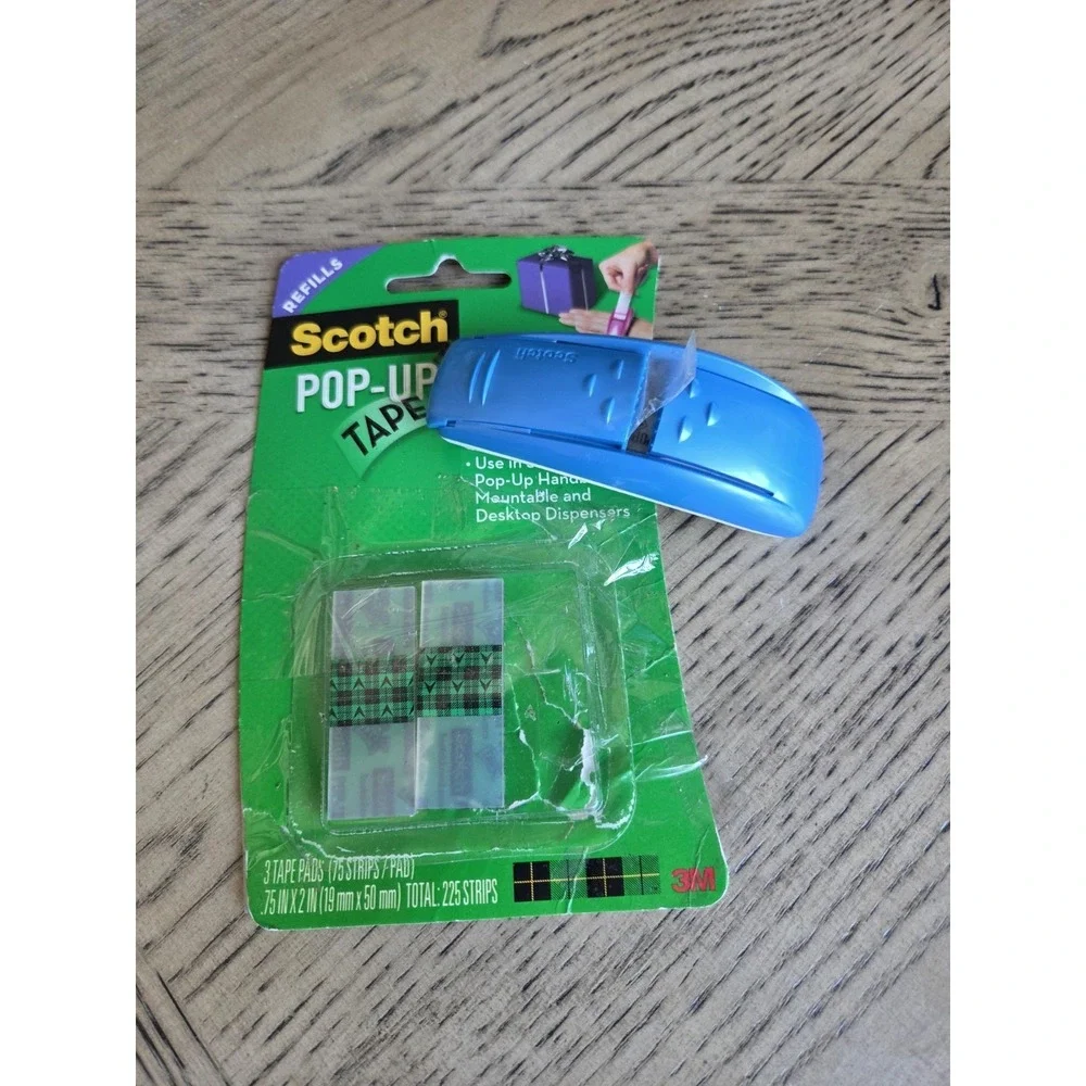 Scotch Pop Up Tape Handband Dispenser With Tape Refill Strips New Aqua Blue
